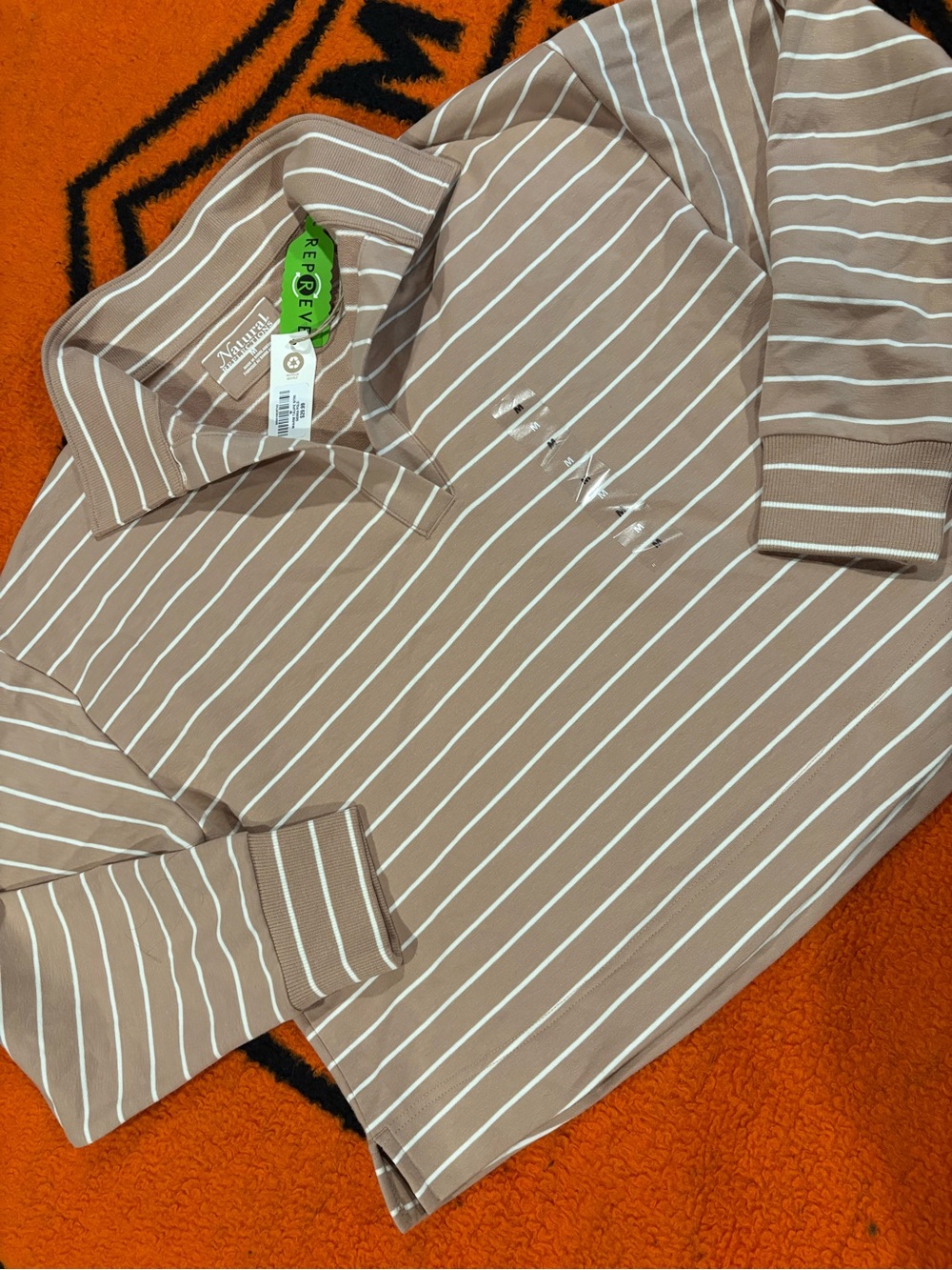 Natural Reflections Striped Long-Sleeve Polo Top